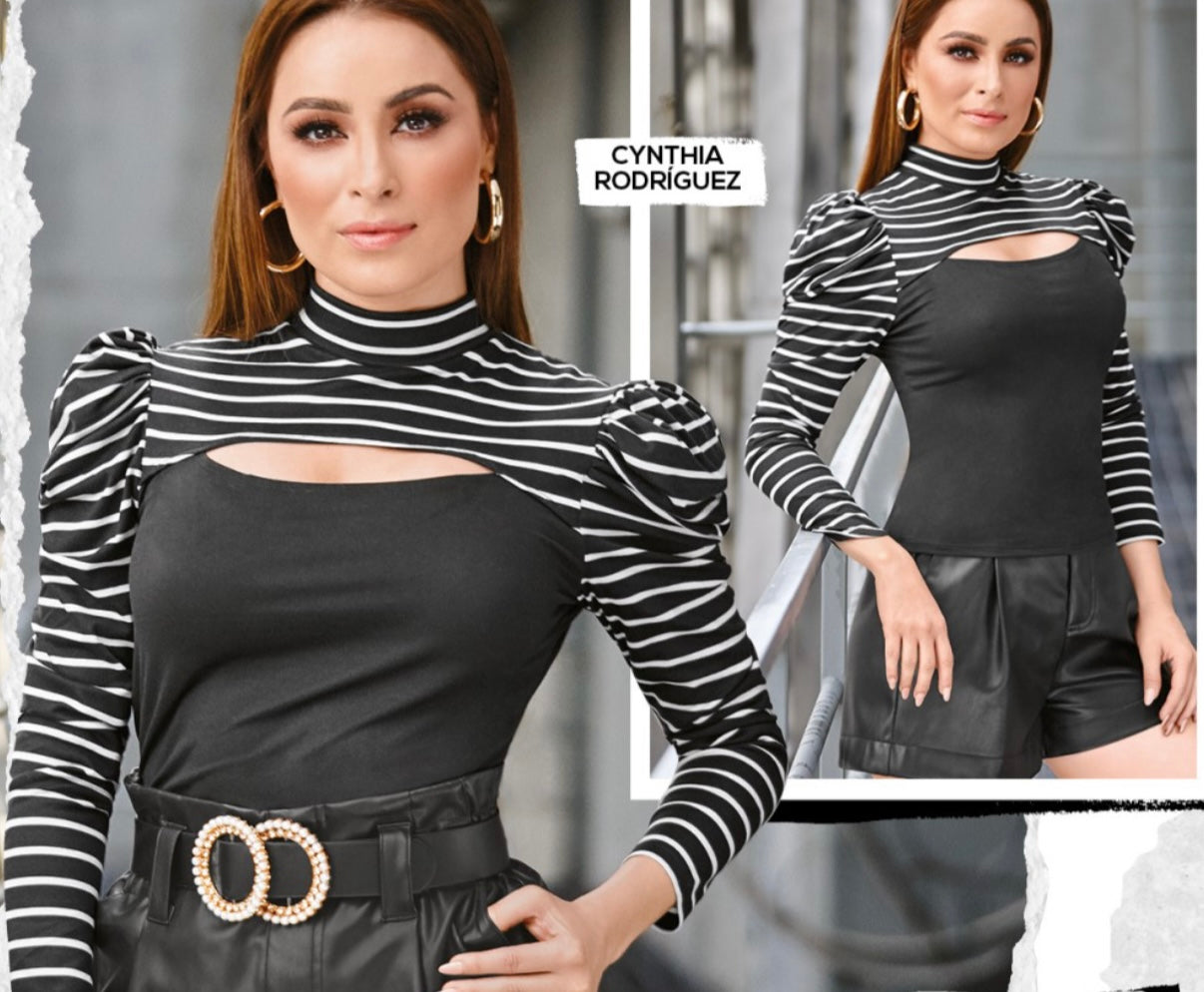 Blusa color negro con blanco talla XLARGE