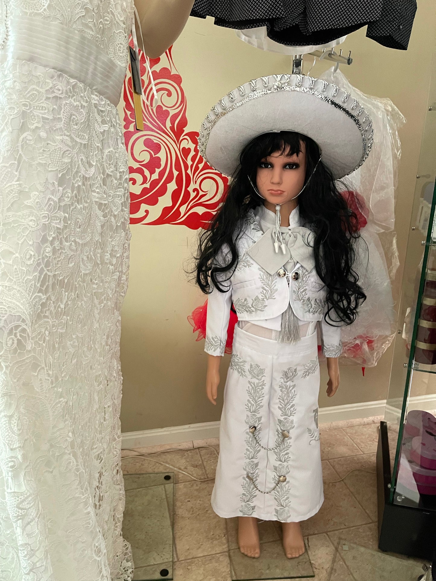 Traje de charro para niña Talla 2-color blanco