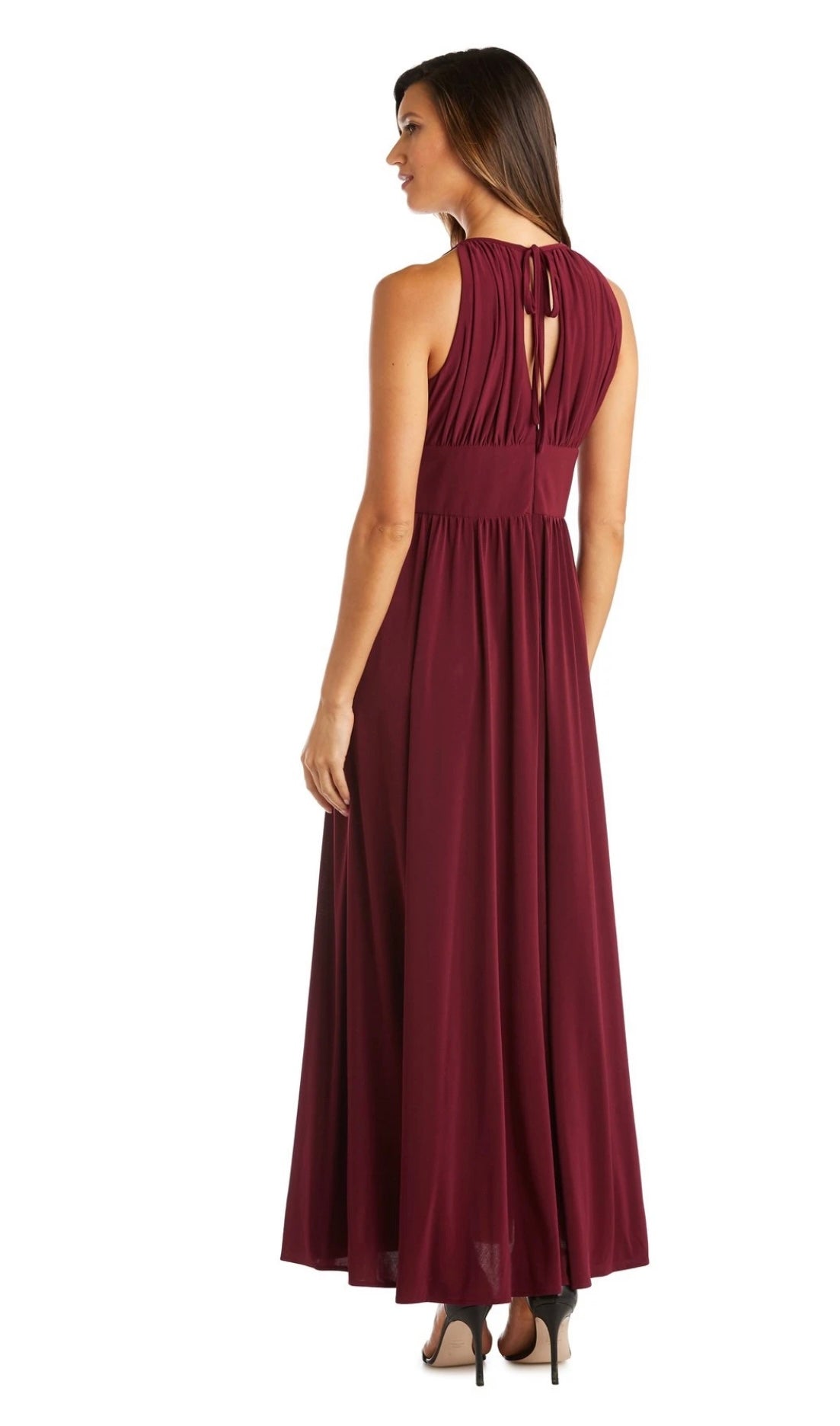Vestido largo de gala color vino