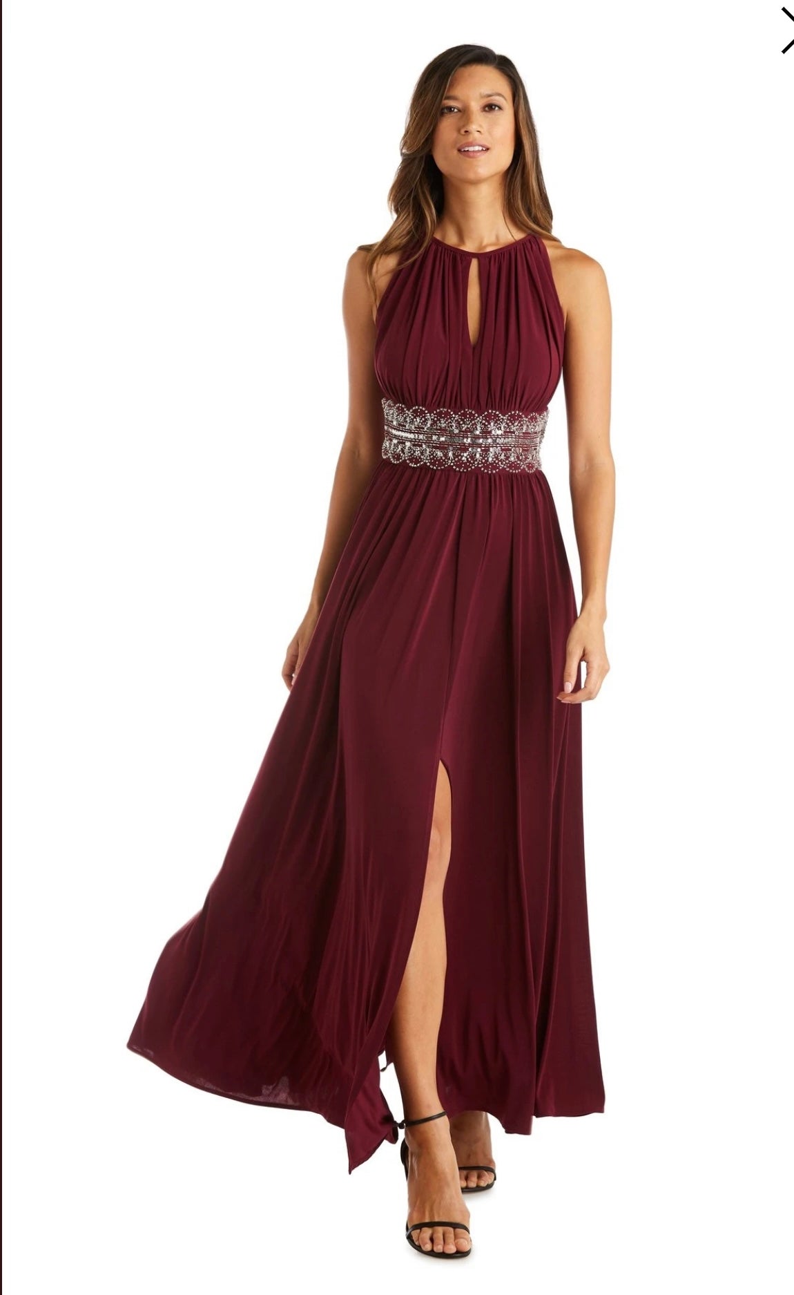 Vestido largo de gala color vino