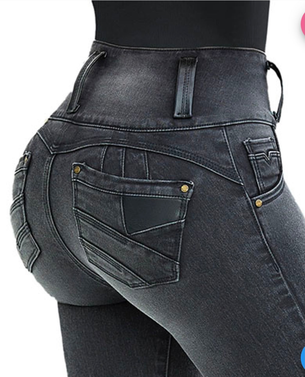 Pantalón colombiano levanta cola con 3 botones
